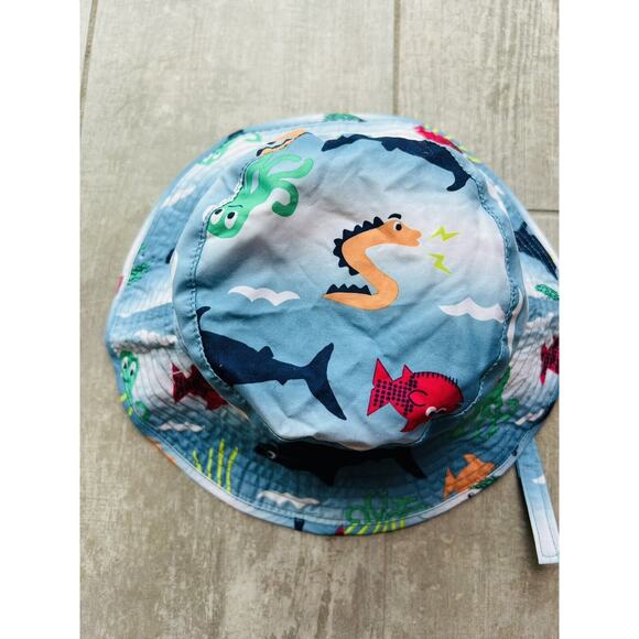 GYMBOREE Baby Toddler Boy Bucket Sun Protect Beach Hat Sealife Fish Shark 12-24m - Picture 6 of 8